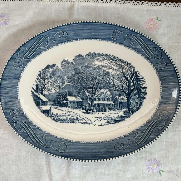 Royal USA pottery - Currier & Ives 13” oval platter - Picture 1 of 8